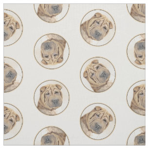 Shar Pei Painting Fawn Wrinkle Original Dog Art Fabric