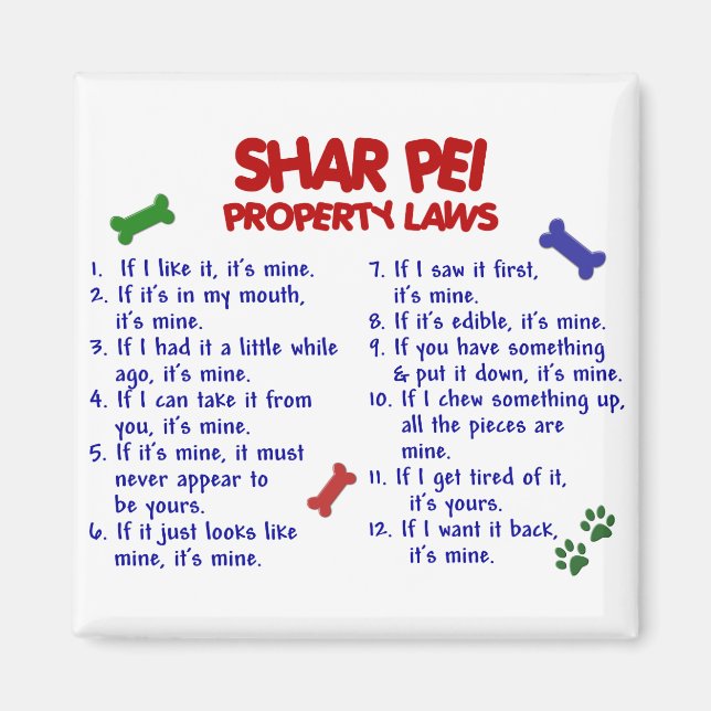 SHAR PEI Property Laws 2 Magnet (Front)