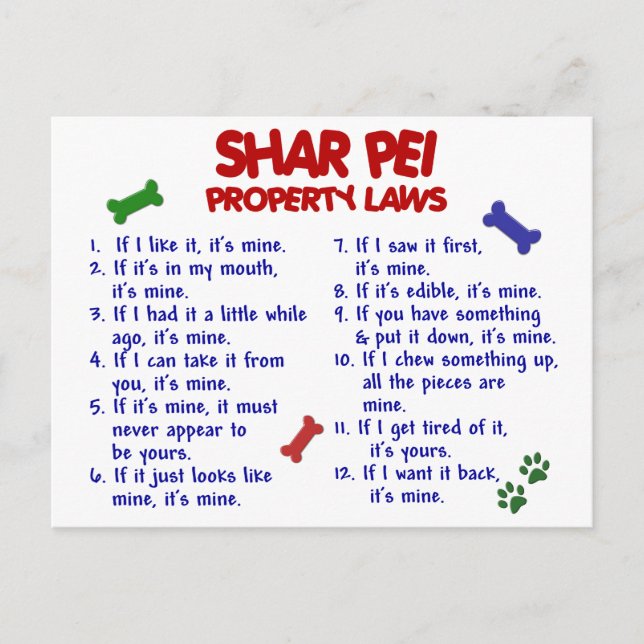 SHAR PEI Property Laws 2 Postcard (Front)