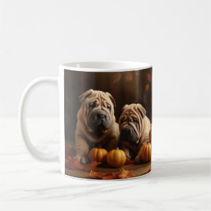 Shar Pei Puppy Autumn Delight Pumpkin Coffee Mug