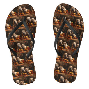 Shar Pei Puppy Autumn Delight Pumpkin Flip Flops