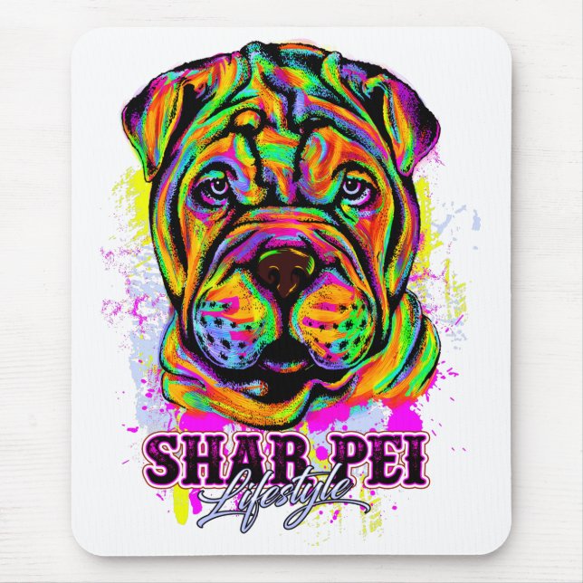 Shar Pei Puppy Dog Lifestyle Mouse Pad (Front)