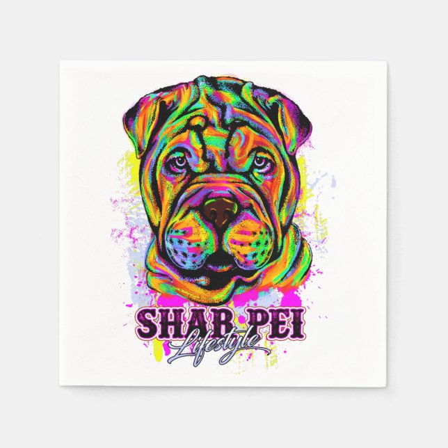 Shar Pei Puppy Dog Lifestyle Napkin (Front)