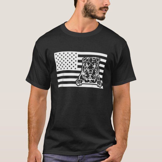 Shar Pei USA Flag T-Shirt (Front)