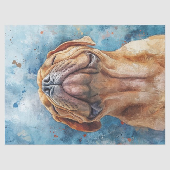 Shar Pei Watercolor Painting Decoupage Tissue Paper (Front)
