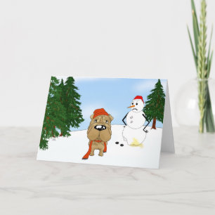 Shar-Pei Winter Scene Holiday Card