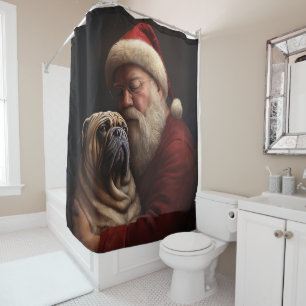 Shar Pei With Santa Claus Festive Christmas