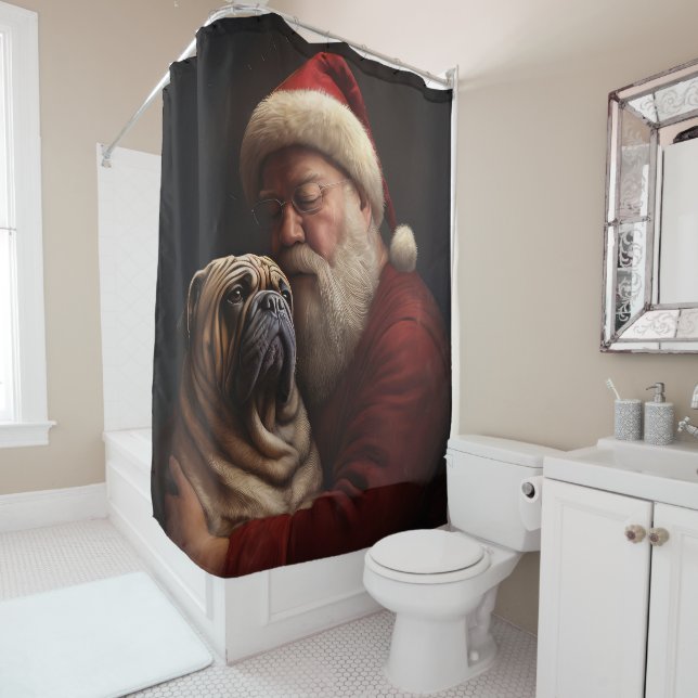 Shar Pei With Santa Claus Festive Christmas  (In Situ)