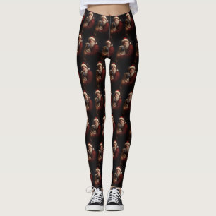 Shar Pei With Santa Claus Festive Christmas Leggings