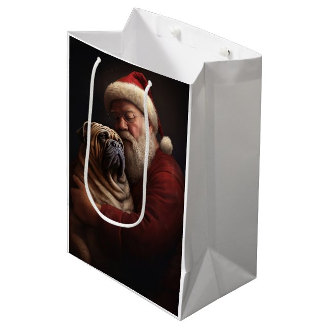Shar Pei With Santa Claus Festive Christmas  Medium Gift Bag (Front Angled)