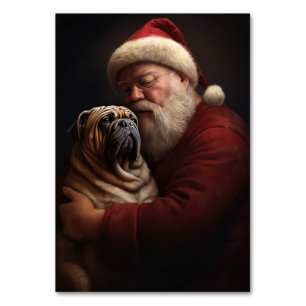 Shar Pei With Santa Claus Festive Christmas  Table Number