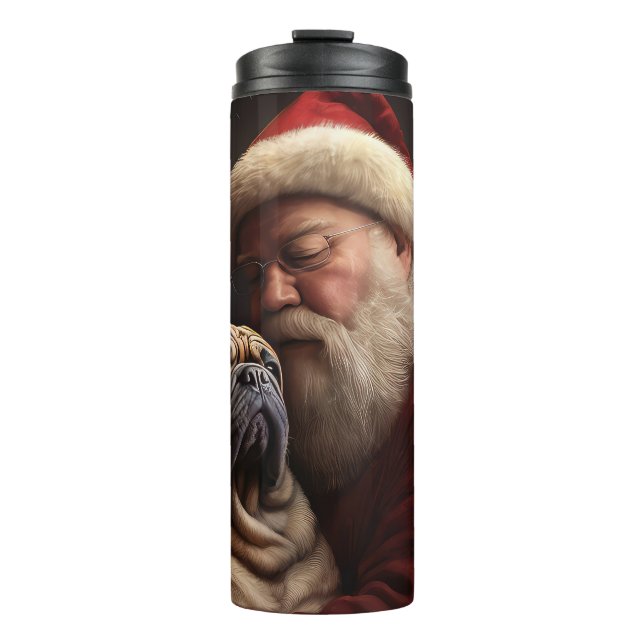 Shar Pei With Santa Claus Festive Christmas  Thermal Tumbler (Front)