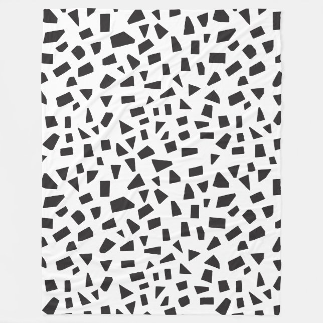 Shards - Black on White Fleece Blanket (Front)