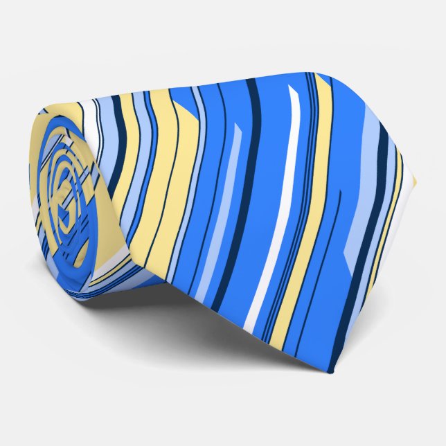 Shards Geometric Diagonal Striped Blue Two-sided Tie (Rolled)