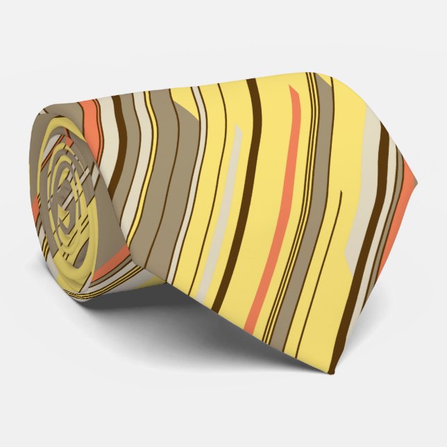 Shards Geometric Diagonal Striped Yellow Two-sided Tie (Rolled)