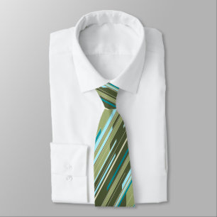 Shards Geometric Striped Green Single-sided Tie