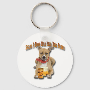 Share A Beer With American Staffordshire Terrier Keychain