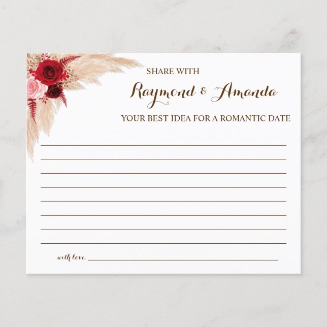 Share a Date Idea for Couple Bridal Shower card (Front)