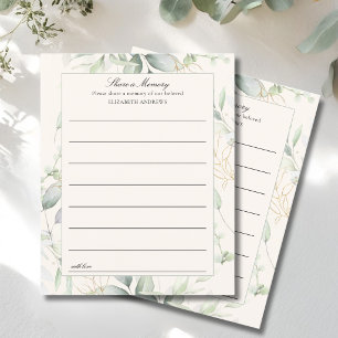 "Share a Memory" Funeral Service Attendance Cards