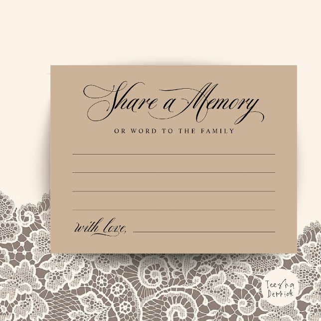 Share a Memory Funeral Service Memorial Card (Share a Memory Funeral Service Memorial Card in Brown tan kraft)