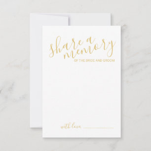 'Share a Memory' Gold Modern Script Wedding Advice Card