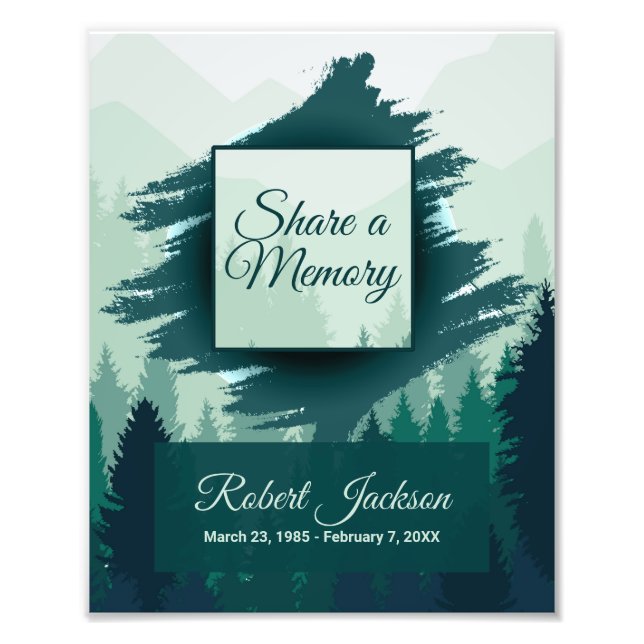 Share a Memory Green Forest Pines Celebrating Life Photo Print (Front)