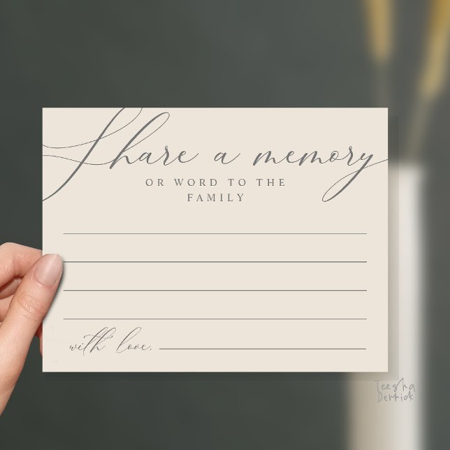 Share a memory Memorial Funeral Service Card (Share a memory Memorial Funeral Service Card in Grey and Cream)