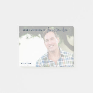 Share a Memory Modern Script Photo Funeral  Post-it Notes