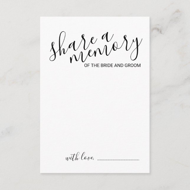 'Share a Memory' Modern Script Wedding Advice Card (Front)
