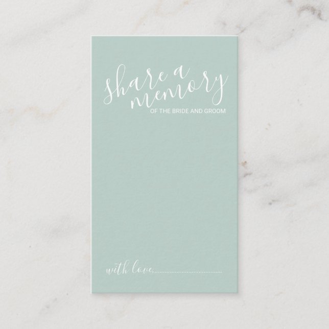 'Share a Memory' Modern Script Wedding Advice Card (Front)