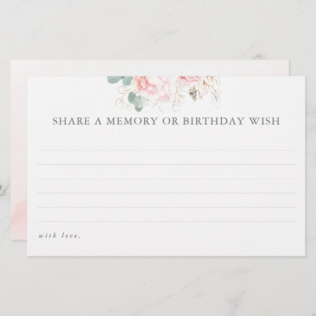 Share a Memory or Birthday Wish Birthday Game Card (Front/Back)