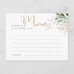 Share a Memory or Birthday Wish Gold and Greenery Postcard