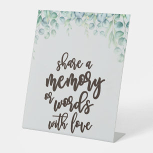 Share a Memory or Words with Love Wedding Pedestal Pedestal Sign