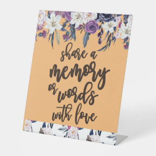Share a Memory or Words with Love Wedding Pedestal Sign