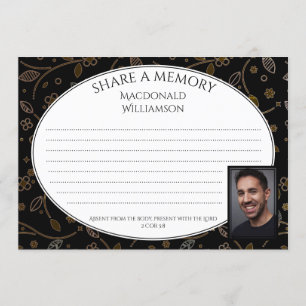 SHARE A MEMORY   Photo   Funeral Condolence Card