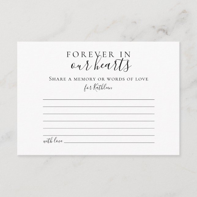 Share a Memory Simple Funeral Attendance Card (Front)