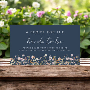 Share a Recipe Bridal Shower Wildflower Navy Blue Enclosure Card