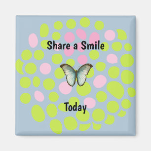 Share a Smile Green, Pink Dots & Butterfly Magnet