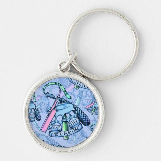 Share, and love your neighbours artwork. keychain (Front)