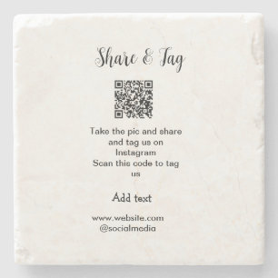 Share and tag on Instagram scan QR add website Stone Coaster
