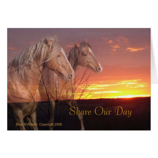 Share Our Day Wedding Horse Couple Card (Front Horizontal)