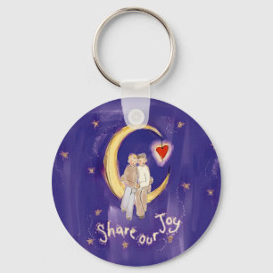 Share Our Joy Grooms on Moon Keychain