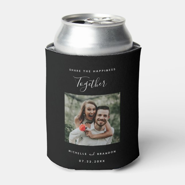 Share the Happiness Together Modern Photo Simple  Can Cooler (Can Front)