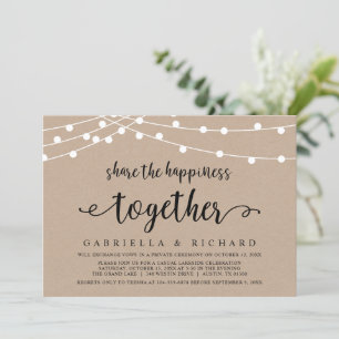 Share the happiness, Wedding Elopement Party Invitation