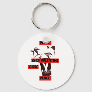 Share the Love: A Glass of Valentine Peace Art  Keychain