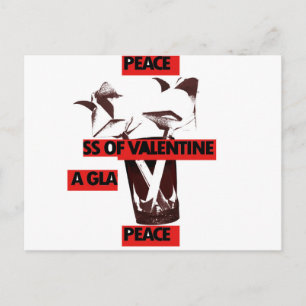 Share the Love: A Glass of Valentine Peace Art  Postcard