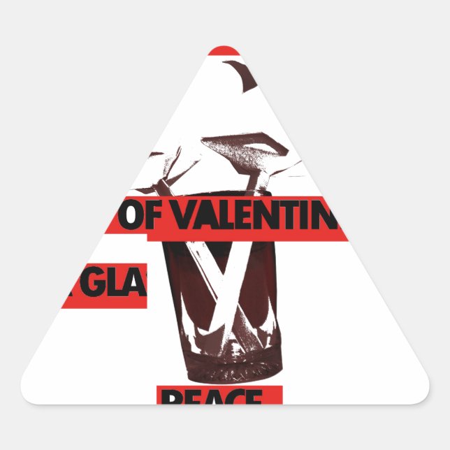Share the Love: A Glass of Valentine Peace Art  Triangle Sticker (Front)
