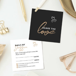 Share the Love Elegant Black Script Typography Referral Card
