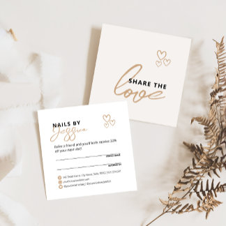 Share the Love Elegant Cream Script Typography Referral Card
