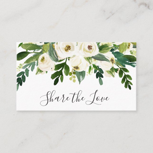 Share the Love Elegant Floral Roses and Greenery Referral Card (Front)
